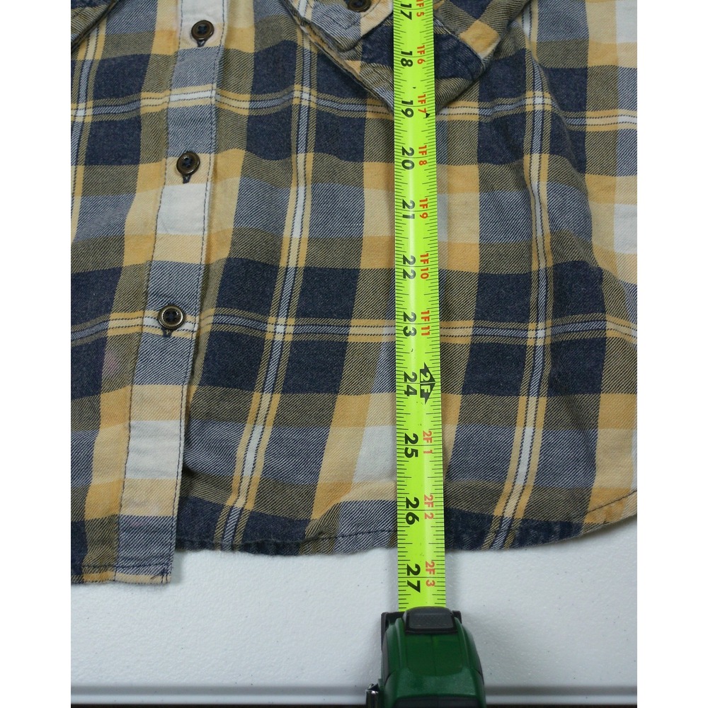 Natural Reflections Flannel Shirt Navy Blue Yellow Plaid Button Down XL Womens - Picture 8 of 10
